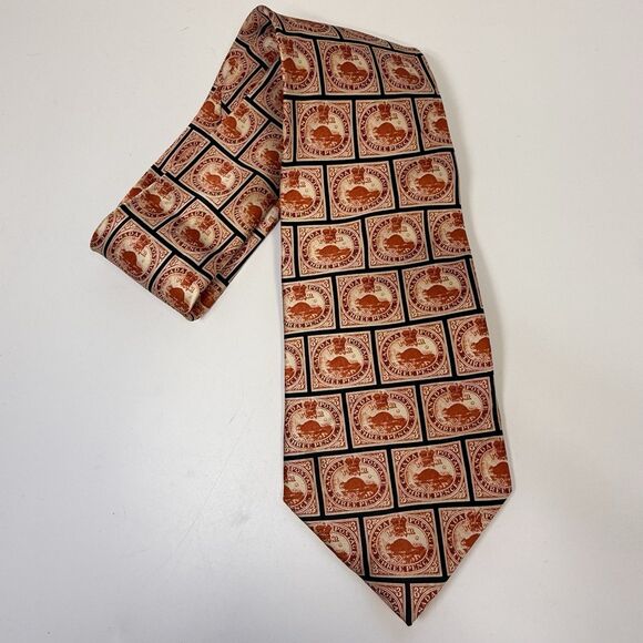 Museum Artifacts Province Of Canada 1851 First Postage Stamp 100% Silk Neck Tie - Picture 3 of 7